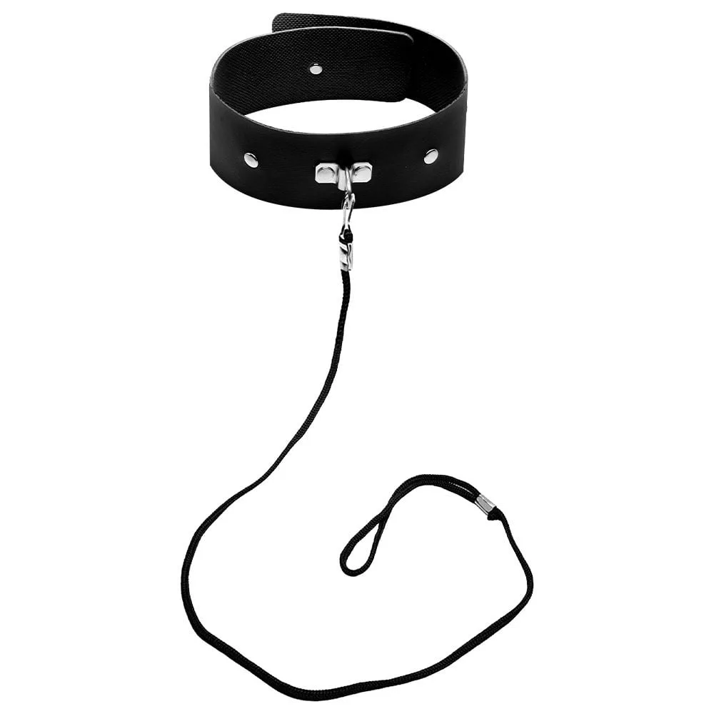 Kit Coleira Com Fivela Tira Regulável Com Guia 1m Dominatrixxx