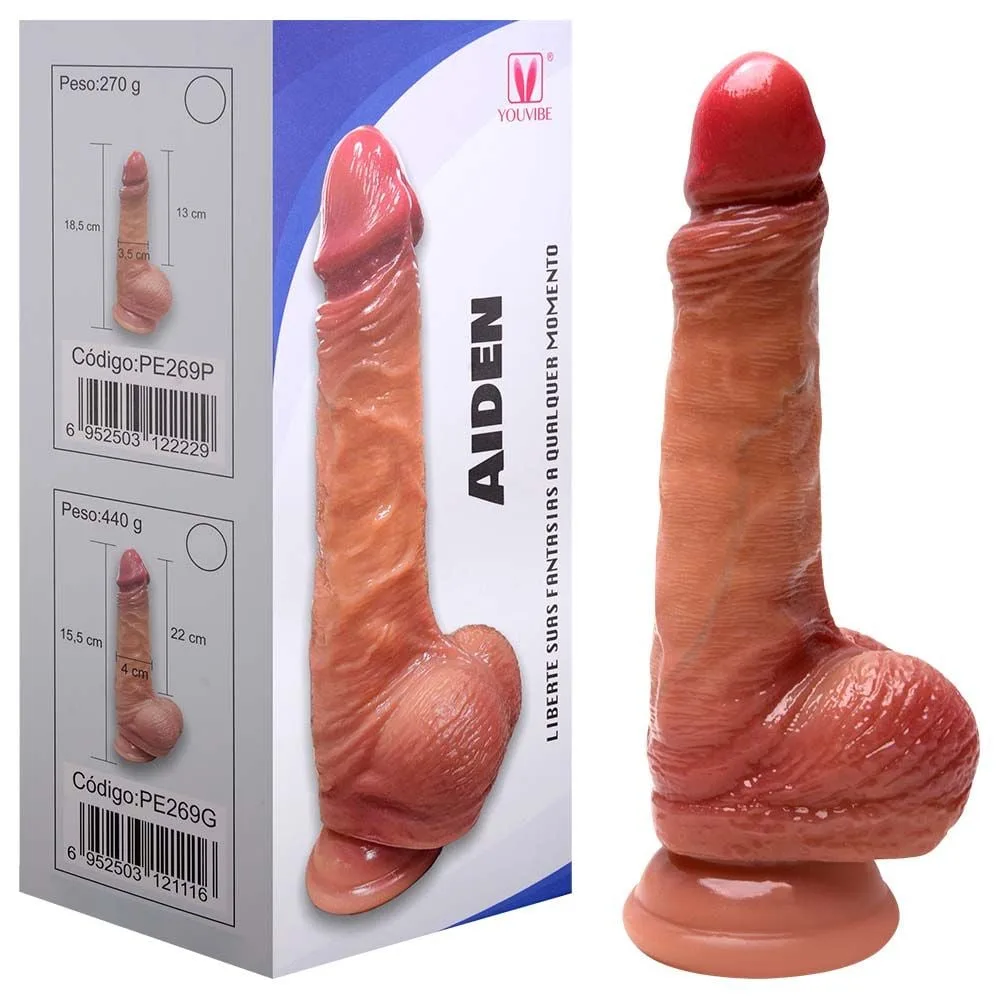 Pênis Real Ventosa 18,5 X 3,5cm Aiden Youvibe Vipmix