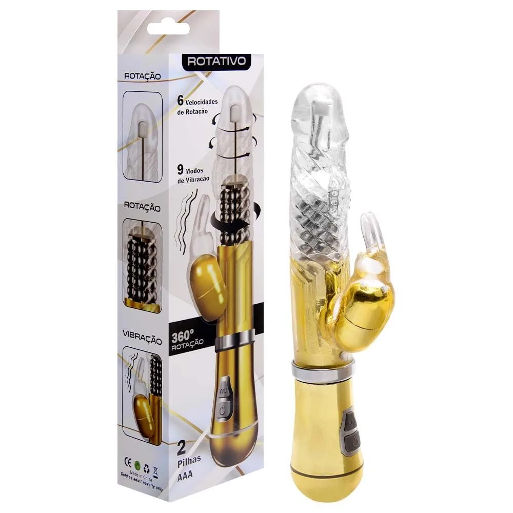 Vibrador Rotativo Coelho Cromado Pilha Sexy Import